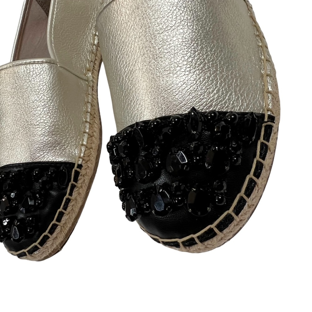 Circus Sam Edelman Loretta Size 9 Gold Metallic Black Embellished Espadrille - Picture 5 of 11